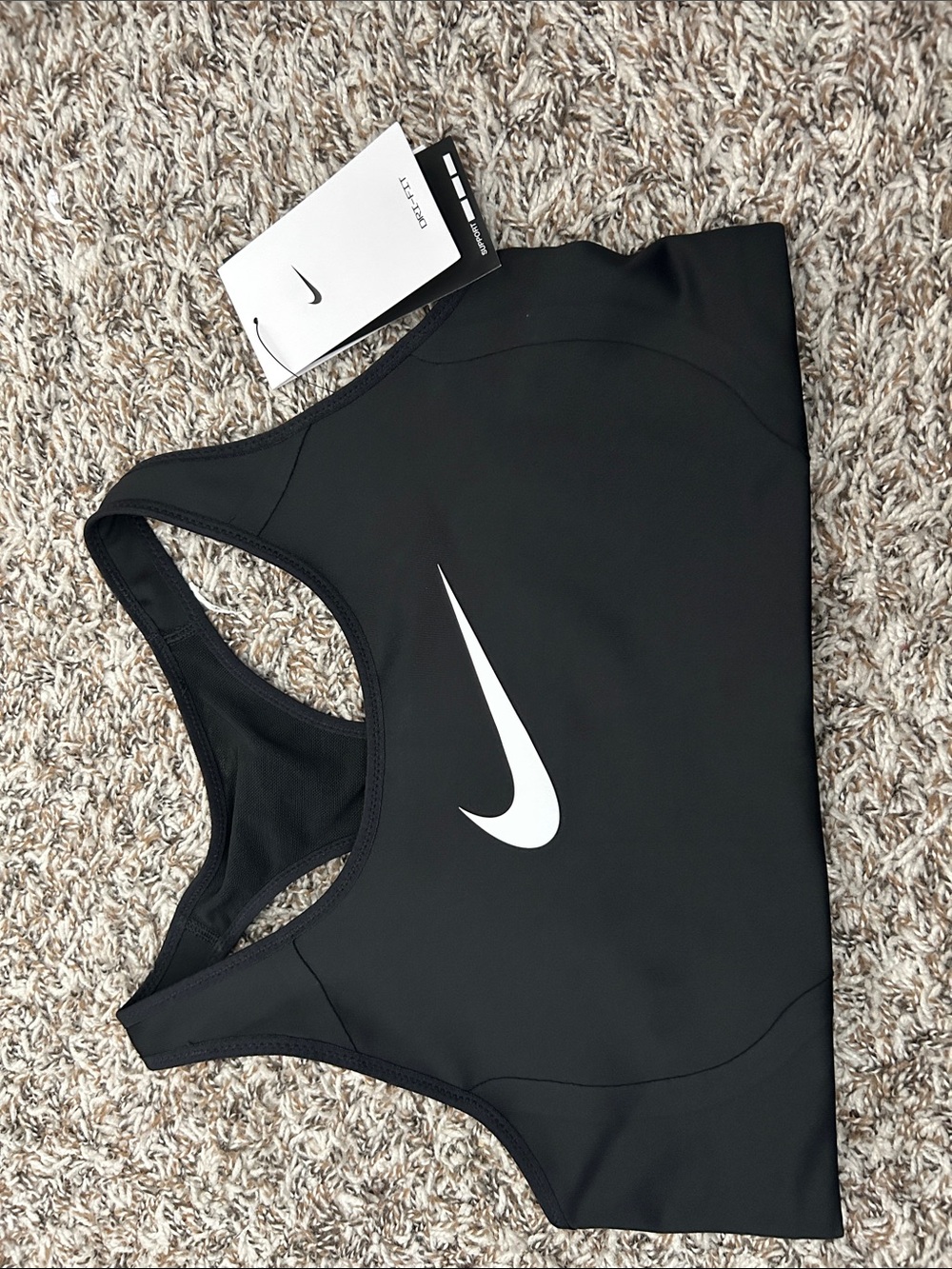 Nike Black Racerback Sports Bra with White Swoosh - Picture 7 of 8